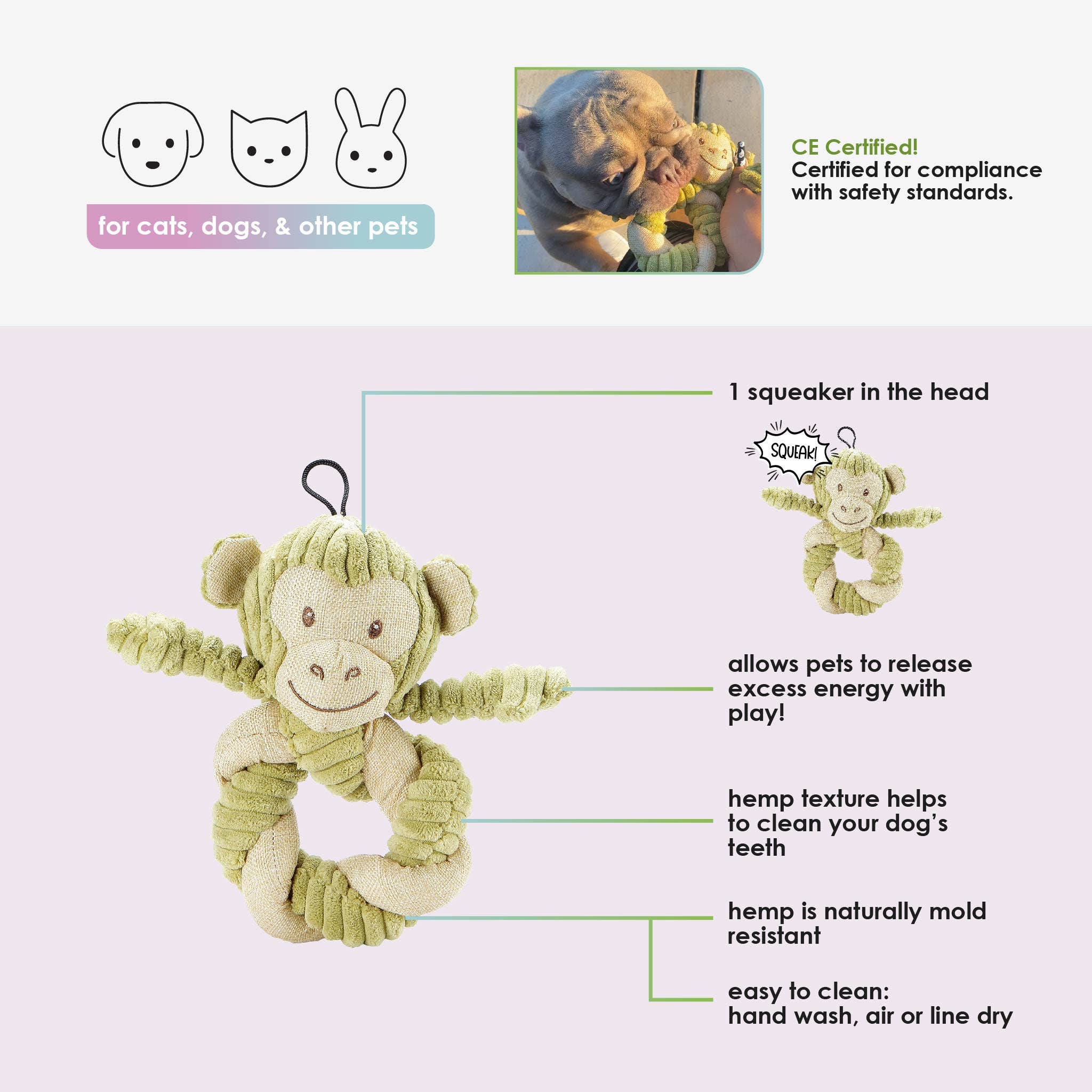 Hemp Monkey Twist Pet Toy