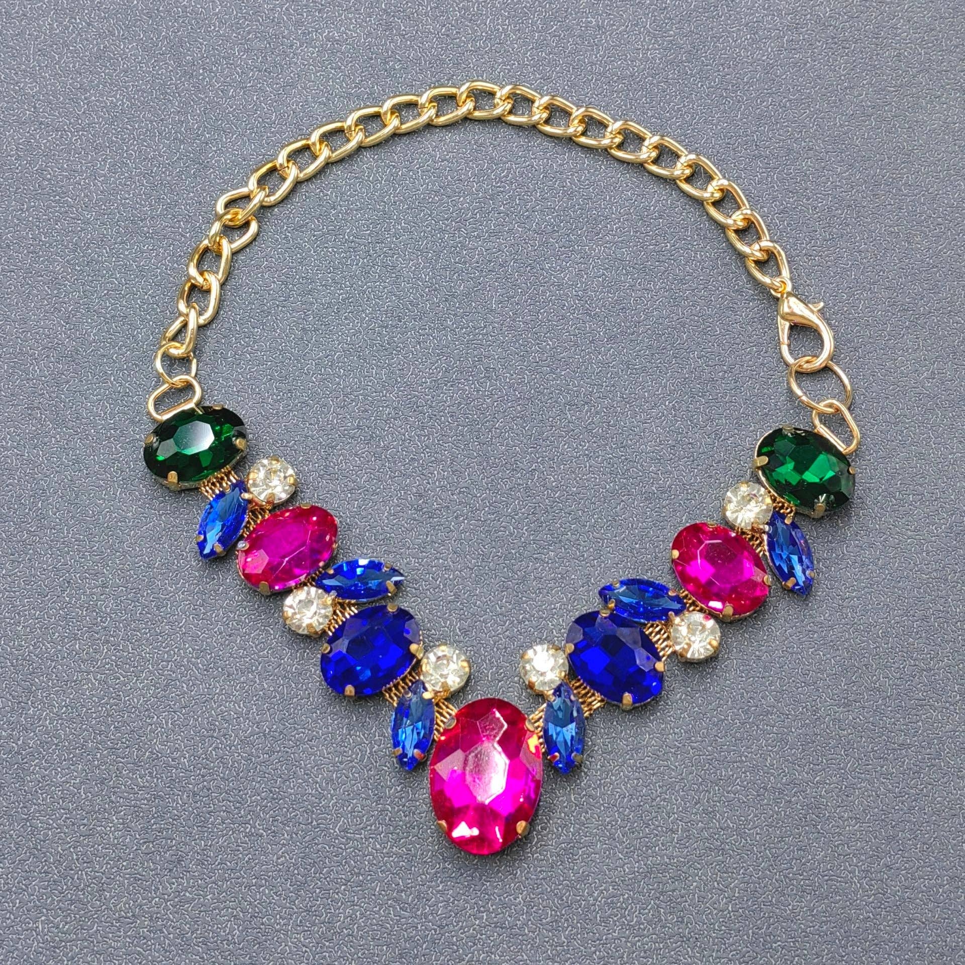 Colored Glass Chain Linked Dog & Cat Pet Collar