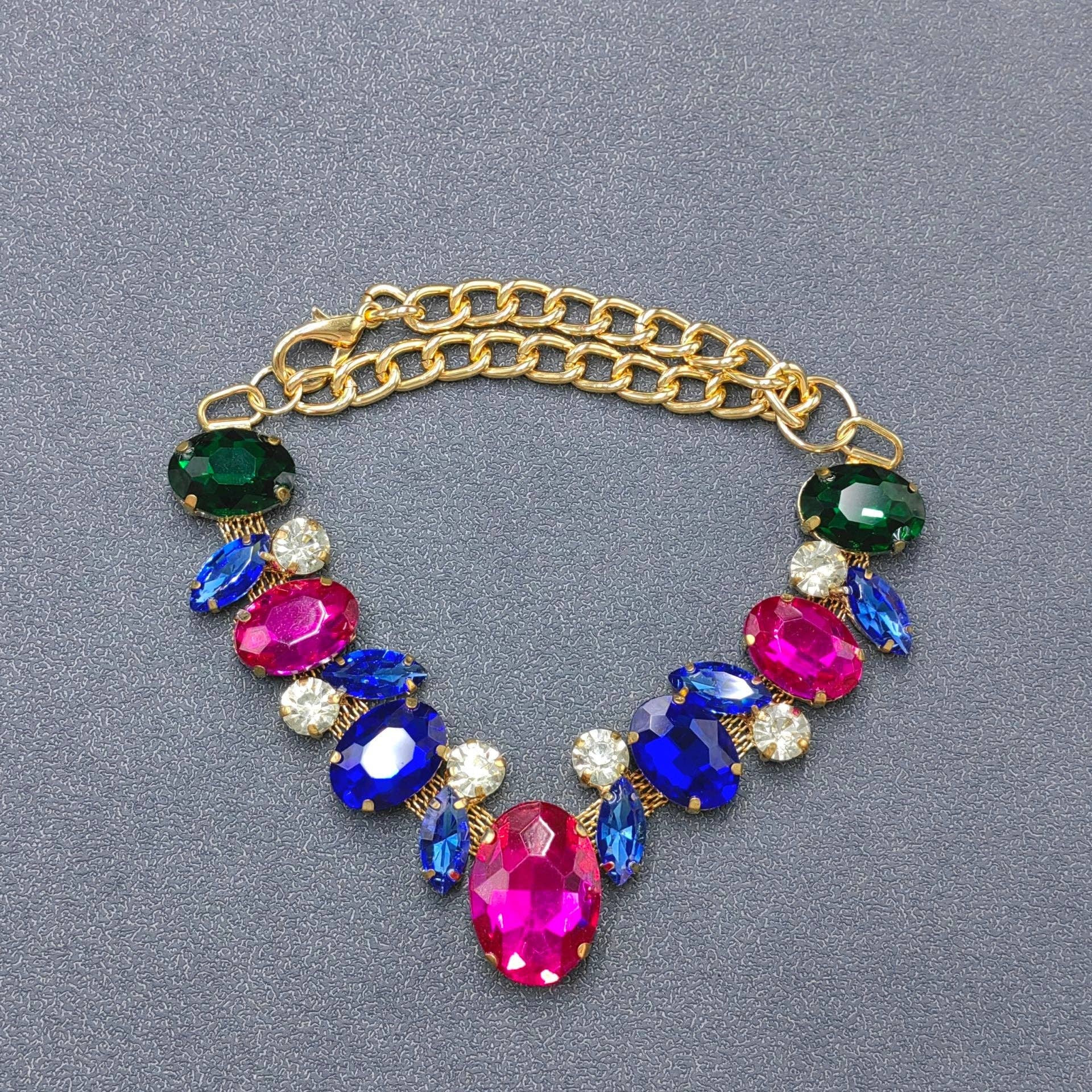 Colored Glass Chain Linked Dog & Cat Pet Collar