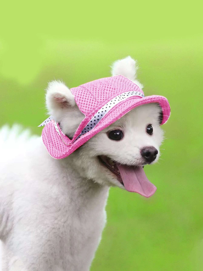 Fisherman Mesh Hat Pink w/Polka Dot Bow