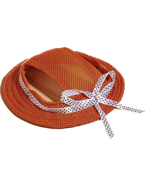 Fisherman Mesh Hat Orange w/Polka Dot Bow