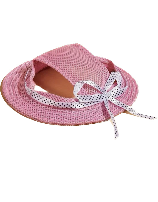 Fisherman Mesh Hat Pink w/Polka Dot Bow