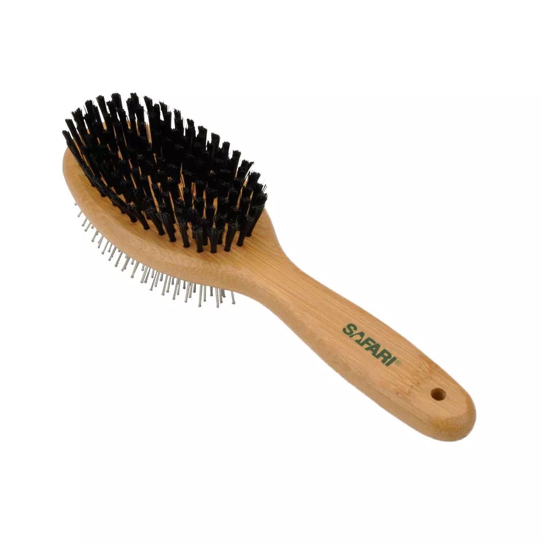 Bristle & Wire Pin Dog Brush Combo w/Bamboo Handle