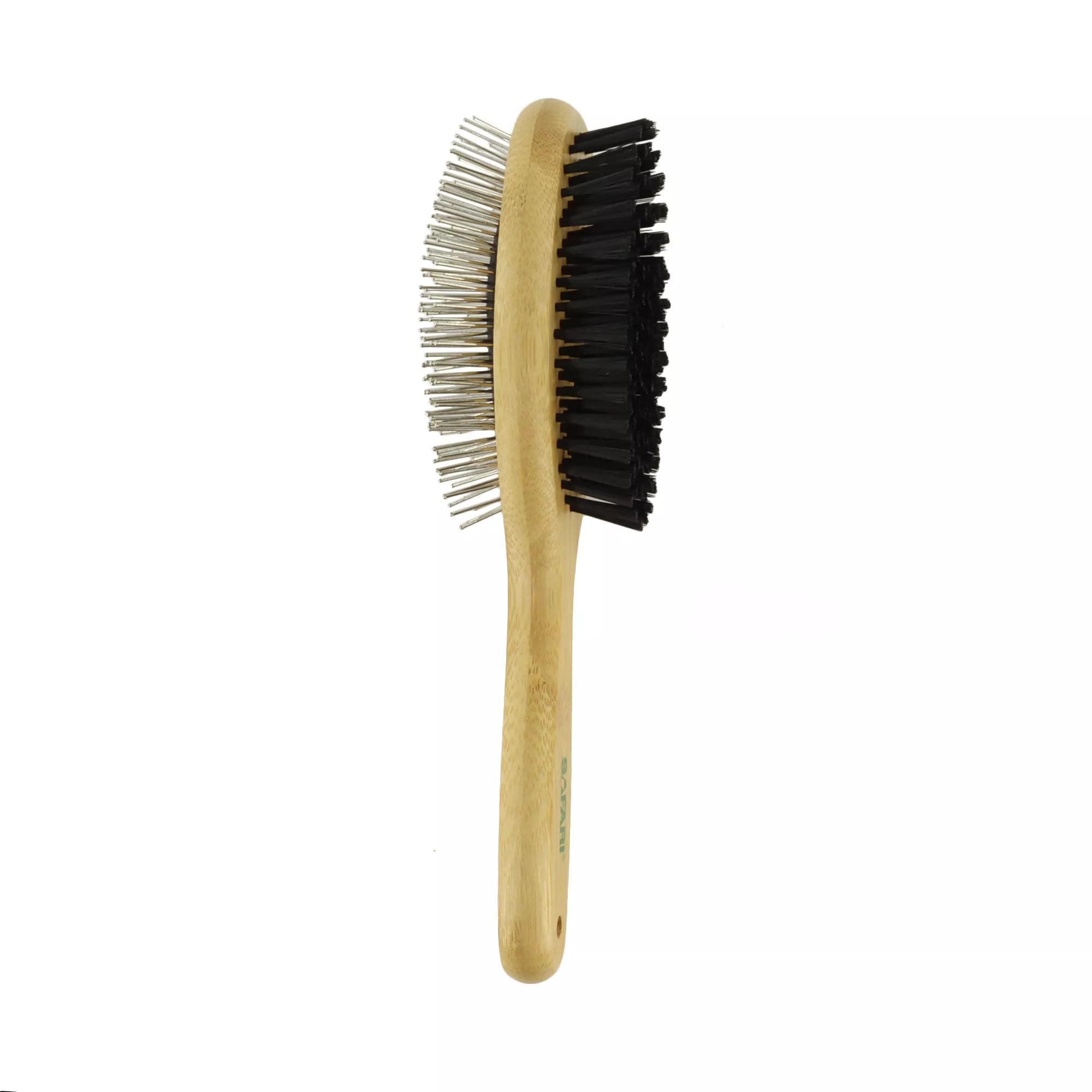 Bristle & Wire Pin Dog Brush Combo w/Bamboo Handle