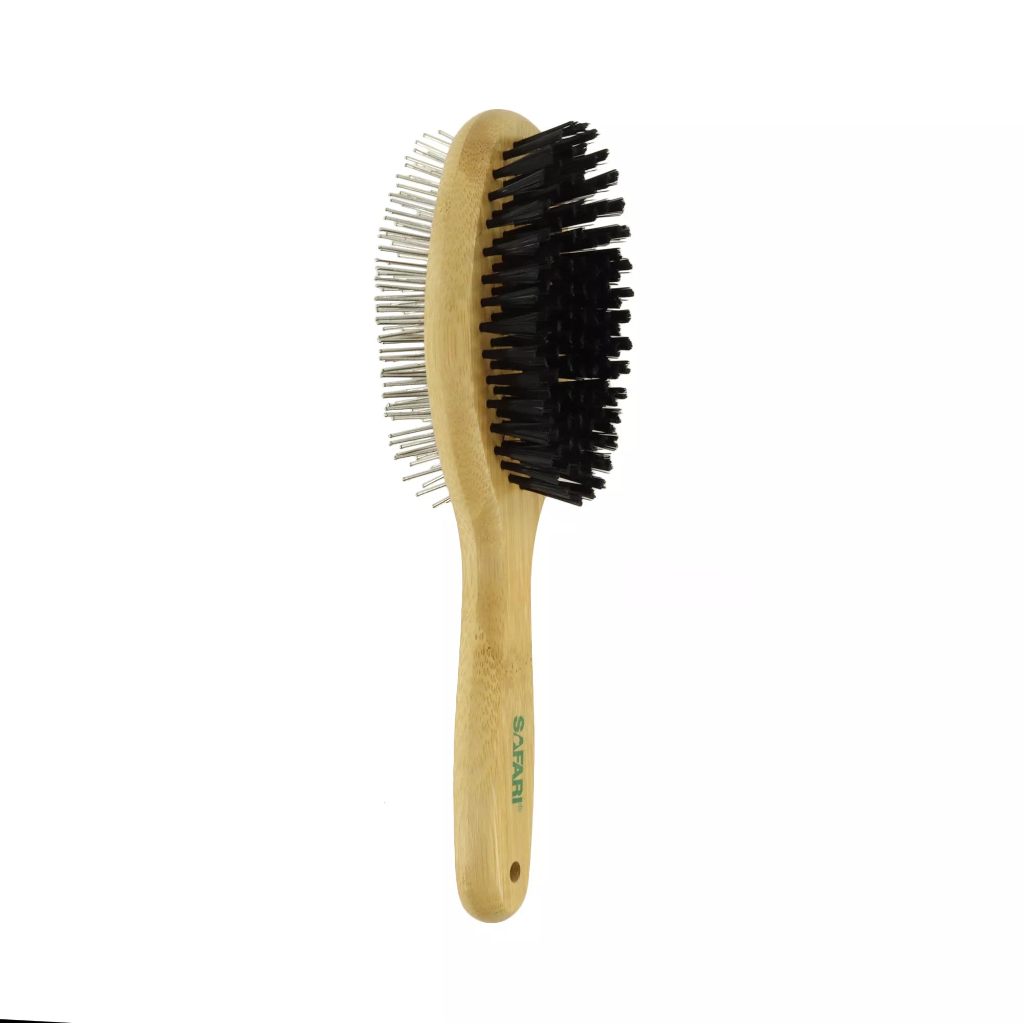 Bristle & Wire Pin Dog Brush Combo w/Bamboo Handle