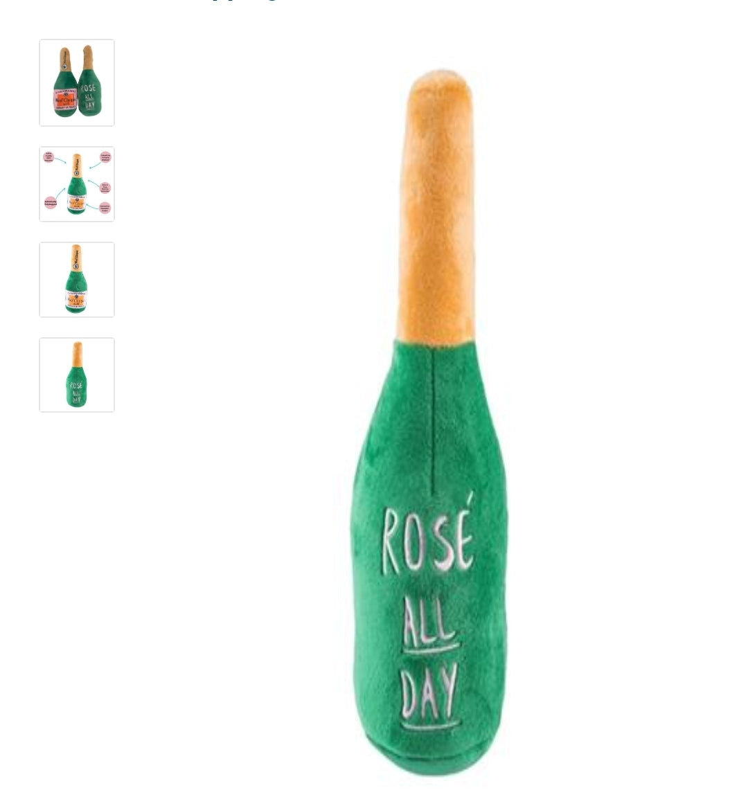 Woof Clicquot Rose Champagne Bottle Plush Toy