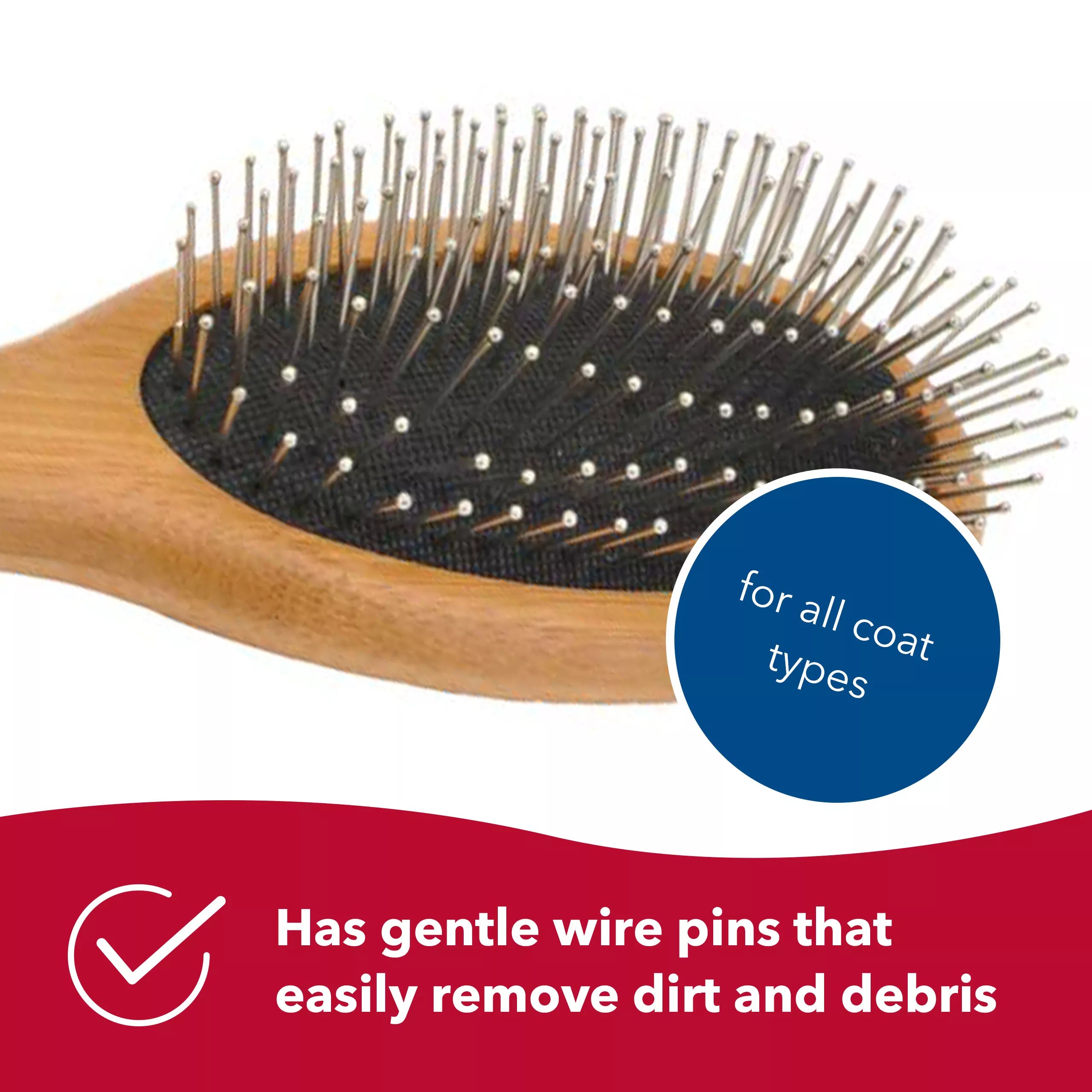 Wire Pin Dog Brush w/Bamboo Handle