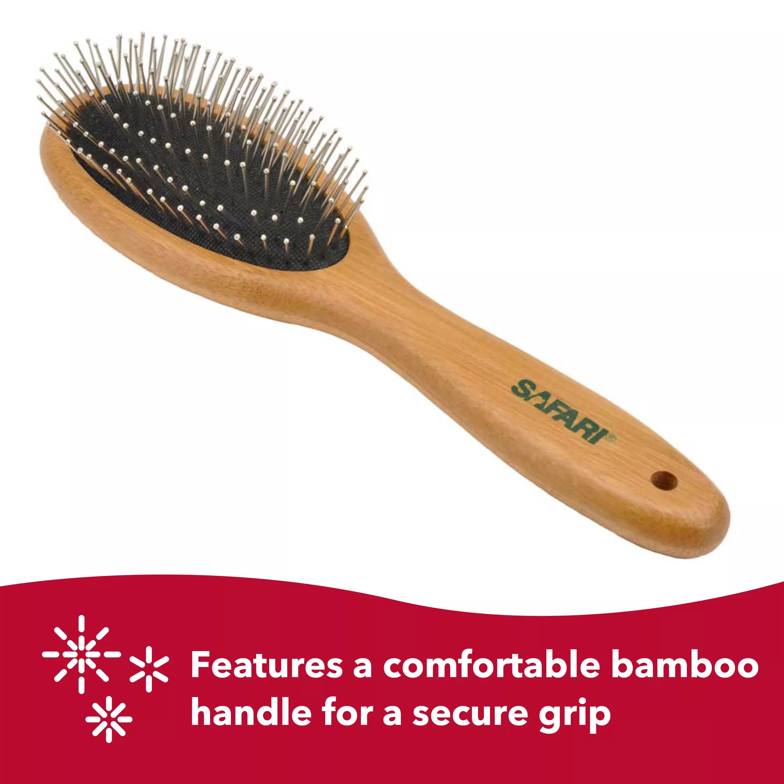 Wire Pin Dog Brush w/Bamboo Handle
