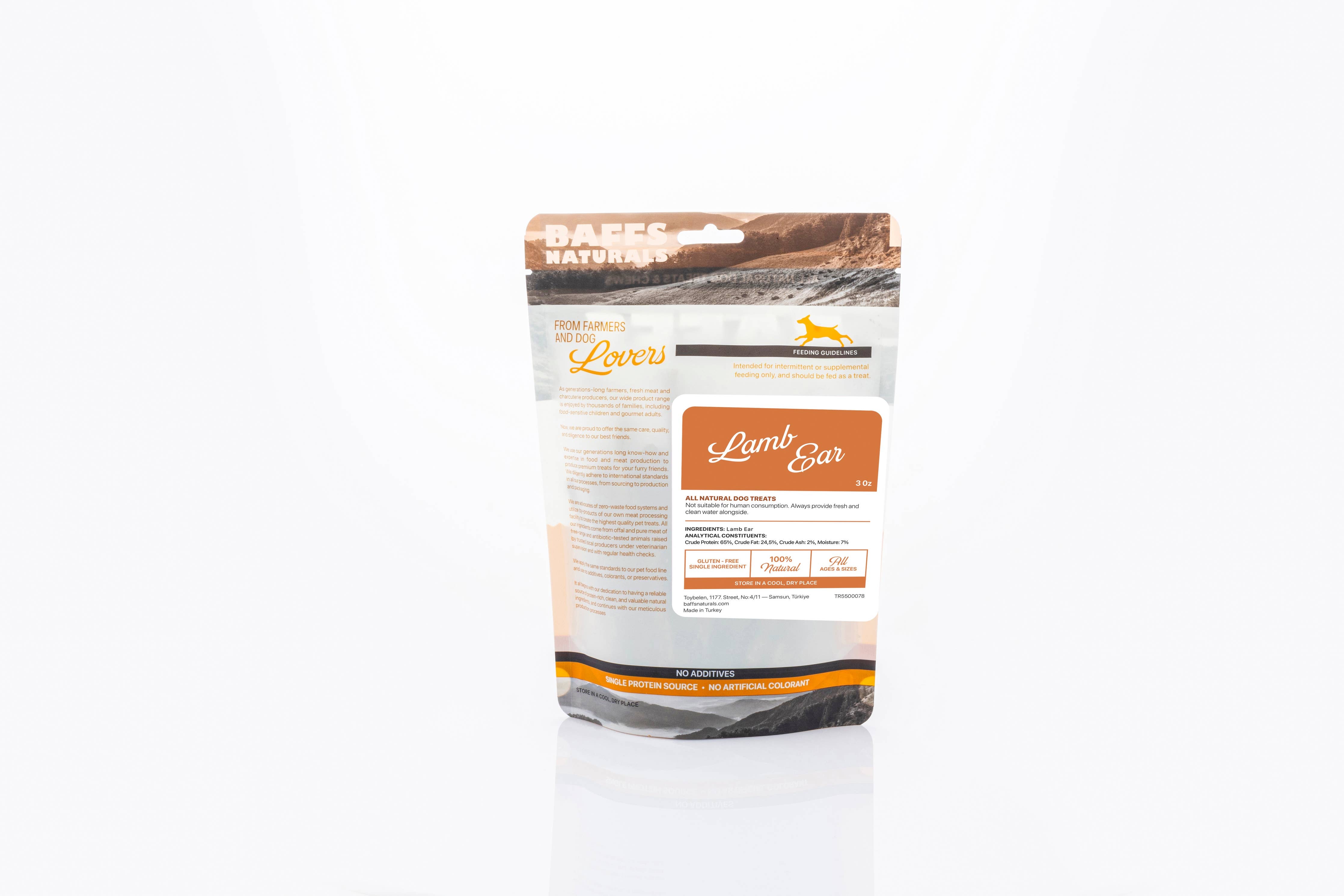 All-Natural Premium Lamb Ear Dog Chews (3.5oz Bag)