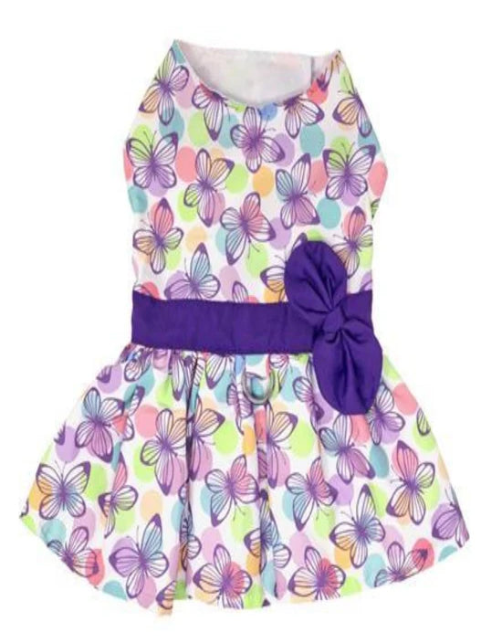 Purple Butterfly Dog Dress w/Matching Leash (Harness)
